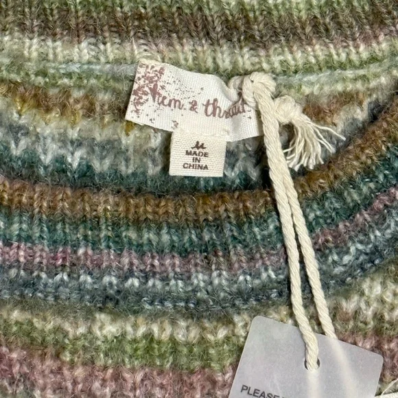 NWT Hem & Thread Multicolor Striped Women's Sweater - Picture 3 of 7